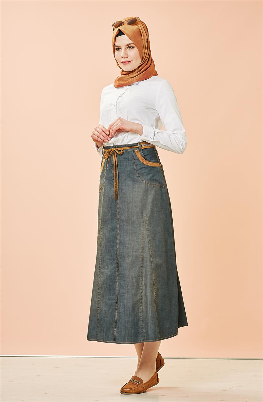 Jeans Skirt-Black V3008-09