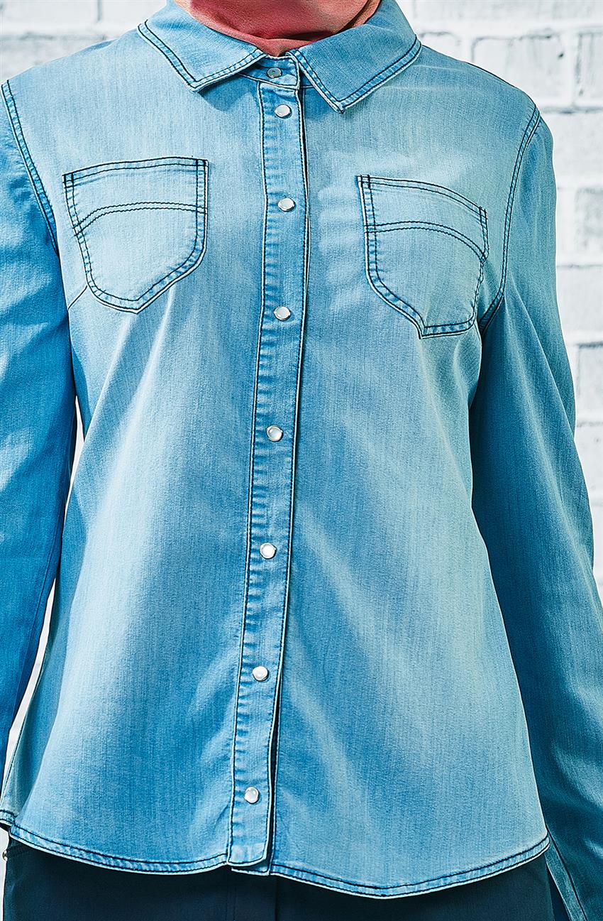 Jeans Shirt-Acık Blue V1033-16