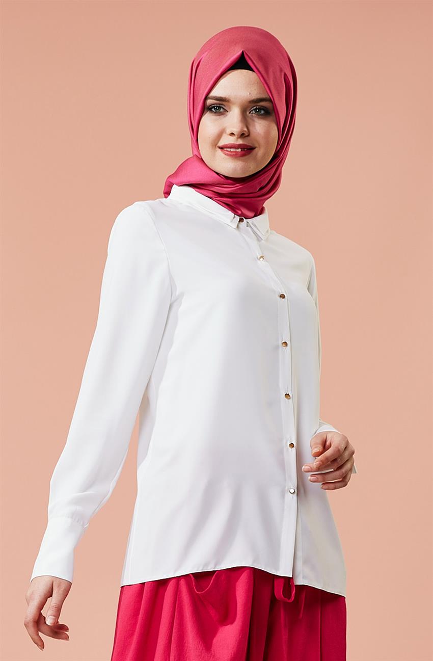 Tuğba Venn قميص-أبيض F7070-35
