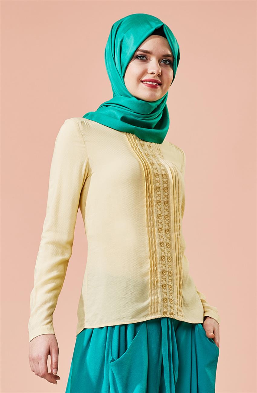 Tuğba Venn قميص-أصفر F7129-28