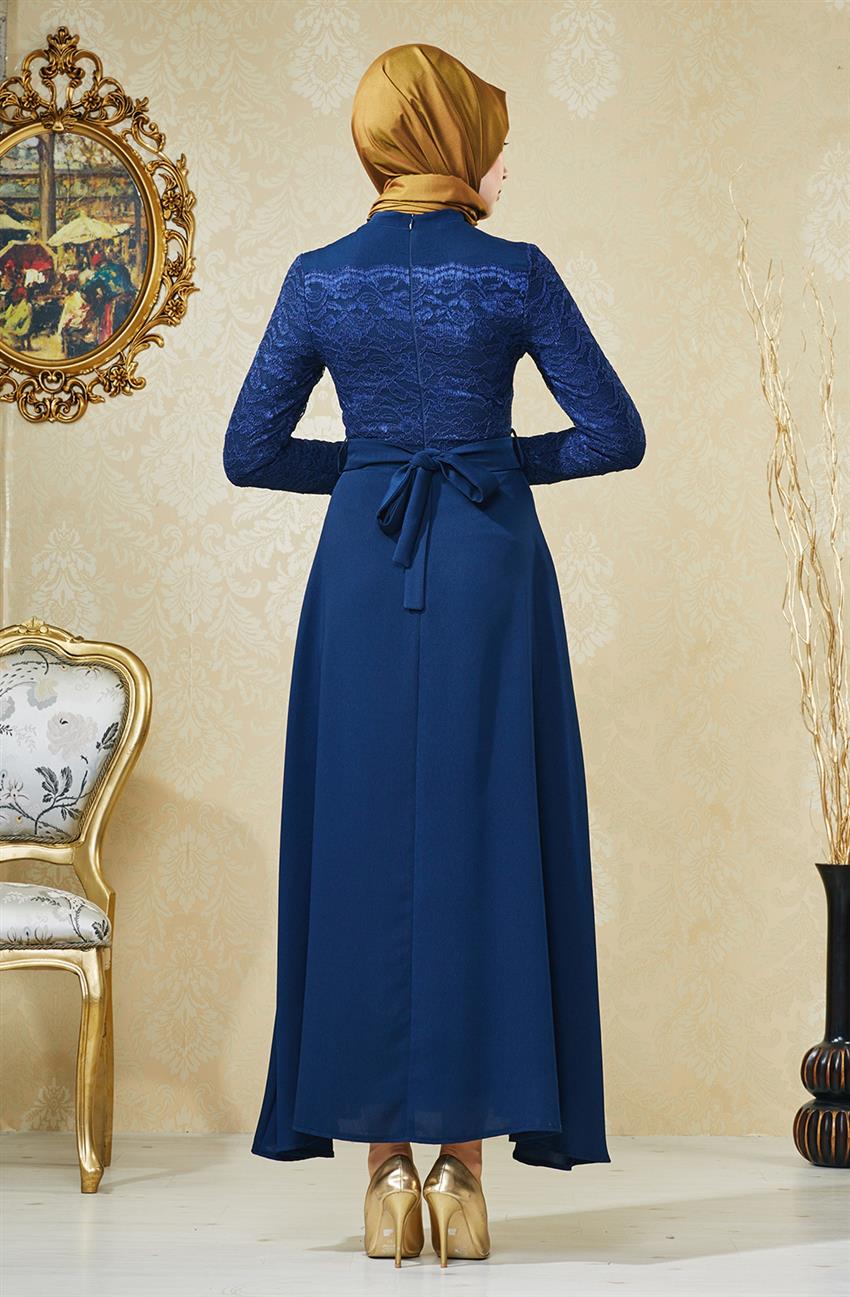 Evening Dress Dress-Navy Blue V4155-08