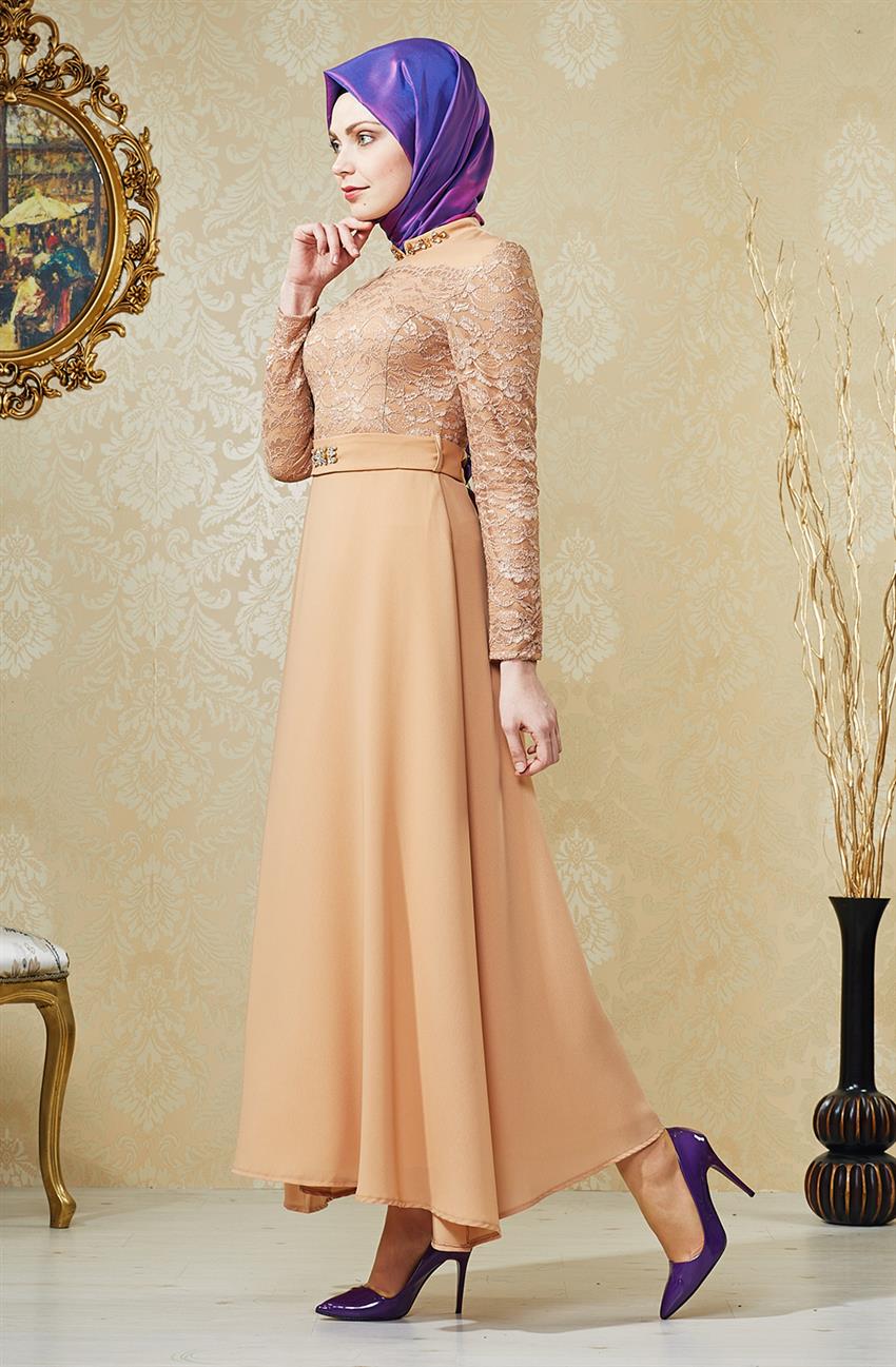 Evening Dress Dress-Beige V4155-02