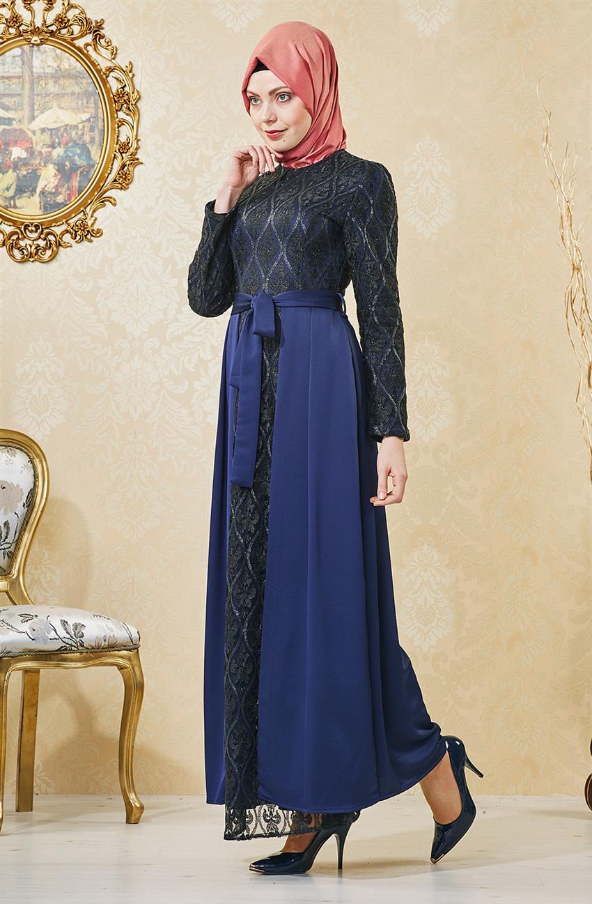 Evening Dress Dress-Navy Blue V4202-08