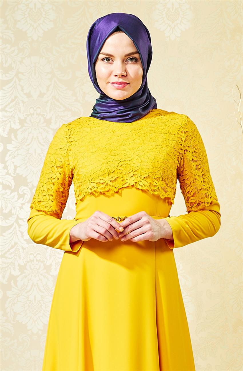 Sarı Elbise V4110-28