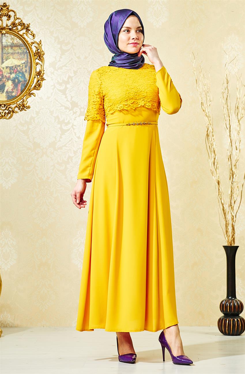 Sarı Elbise V4110-28