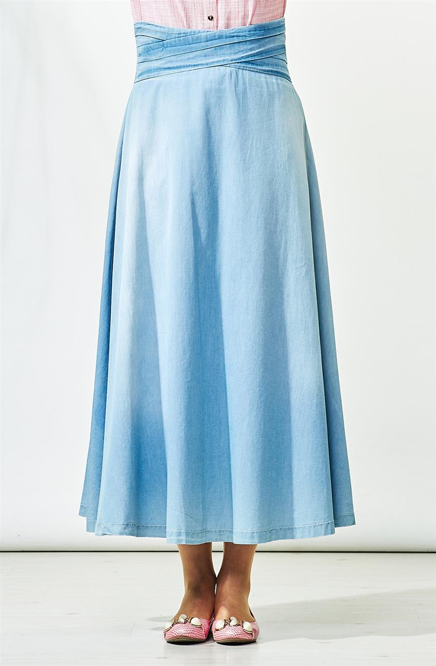 Tuğba Venn Skirt-Açik Blue F7173-16