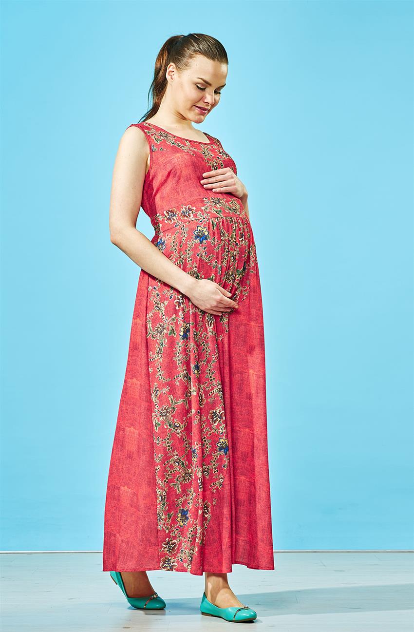 Hamile Kırmızı Elbise 1677Y17-34