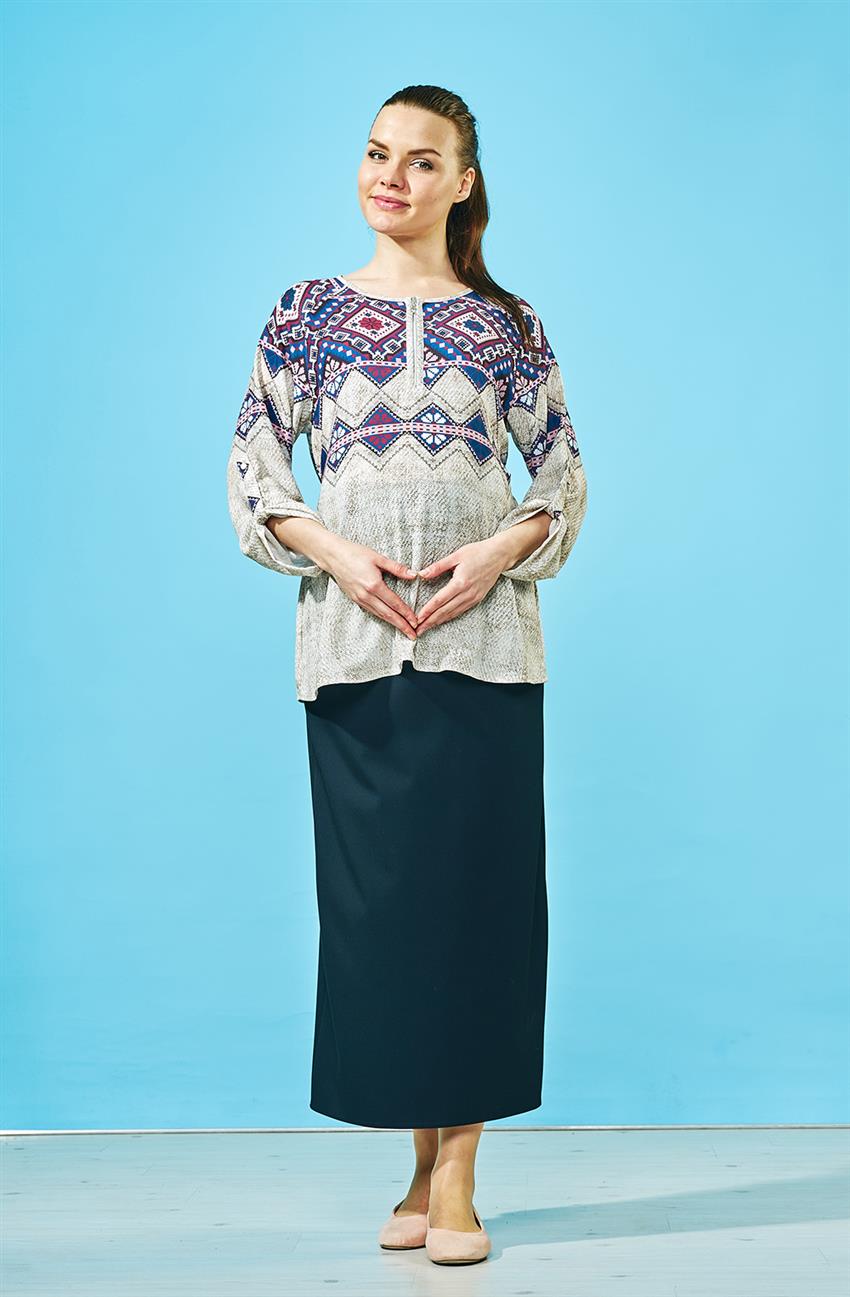 Maternity Skirt-Navy Blue 6222Y16-17
