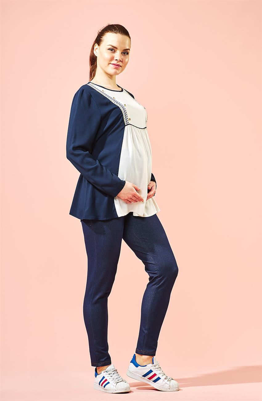 Maternity Blouse-Navy Blue 41314Y16-17
