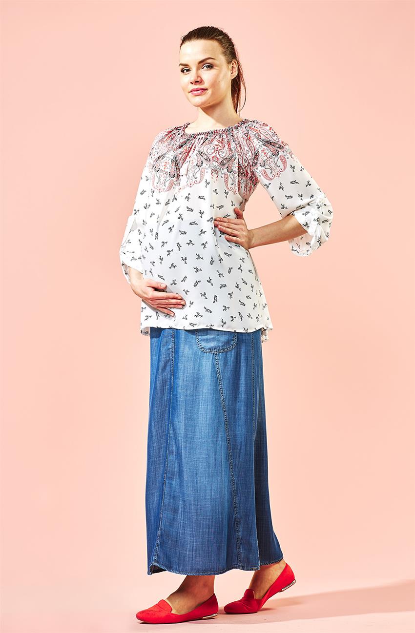 Maternity Blouse-Red 41426Y17-34