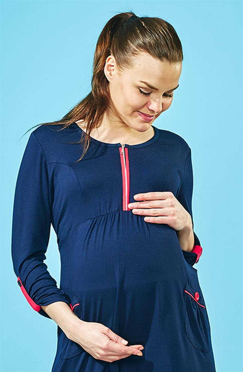 Maternity Blouse-Navy Blue G4151Y15-17