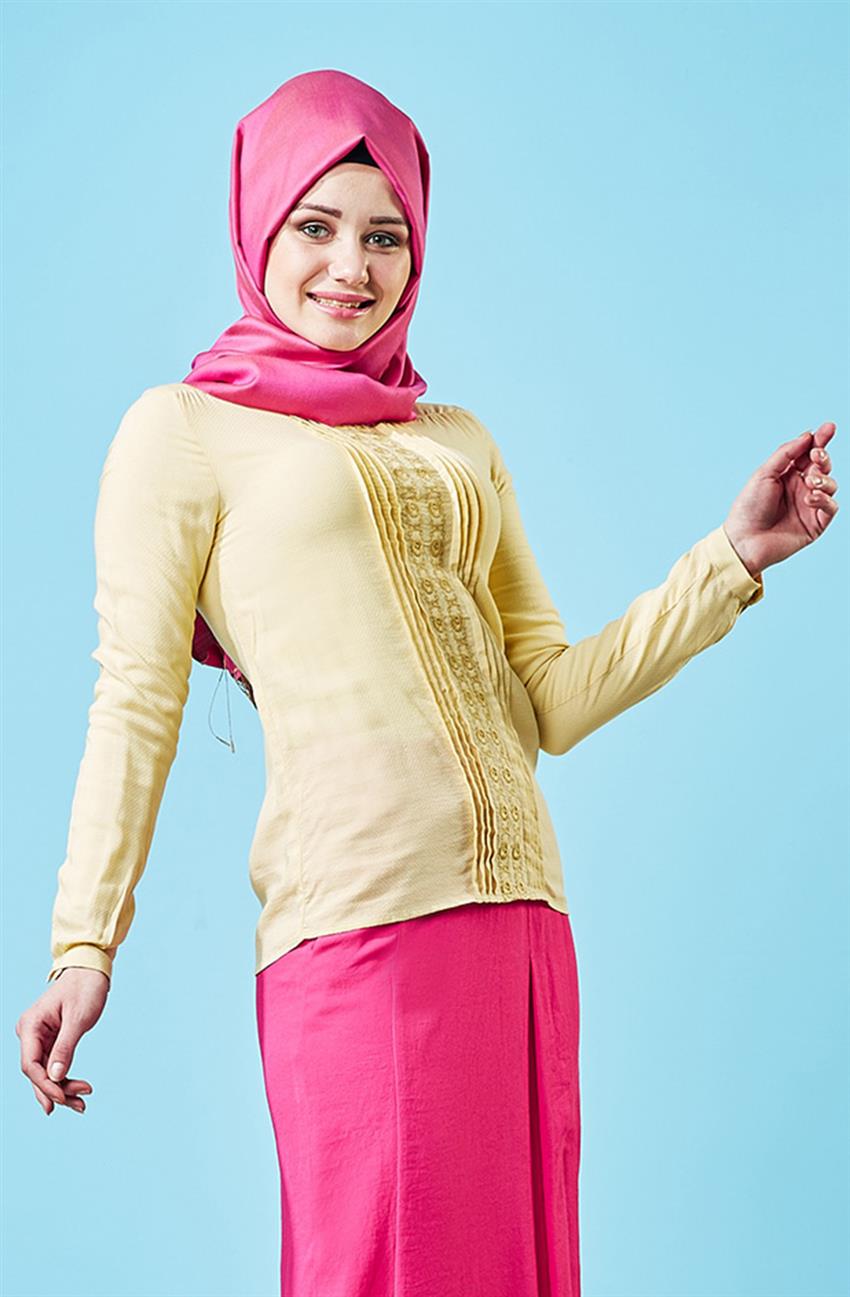 Tuğba Venn قميص-أصفر F7090-28