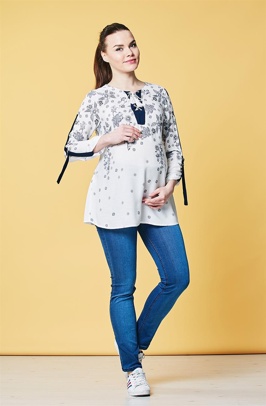 Maternity Blouse-Navy Blue 41423Y17-17
