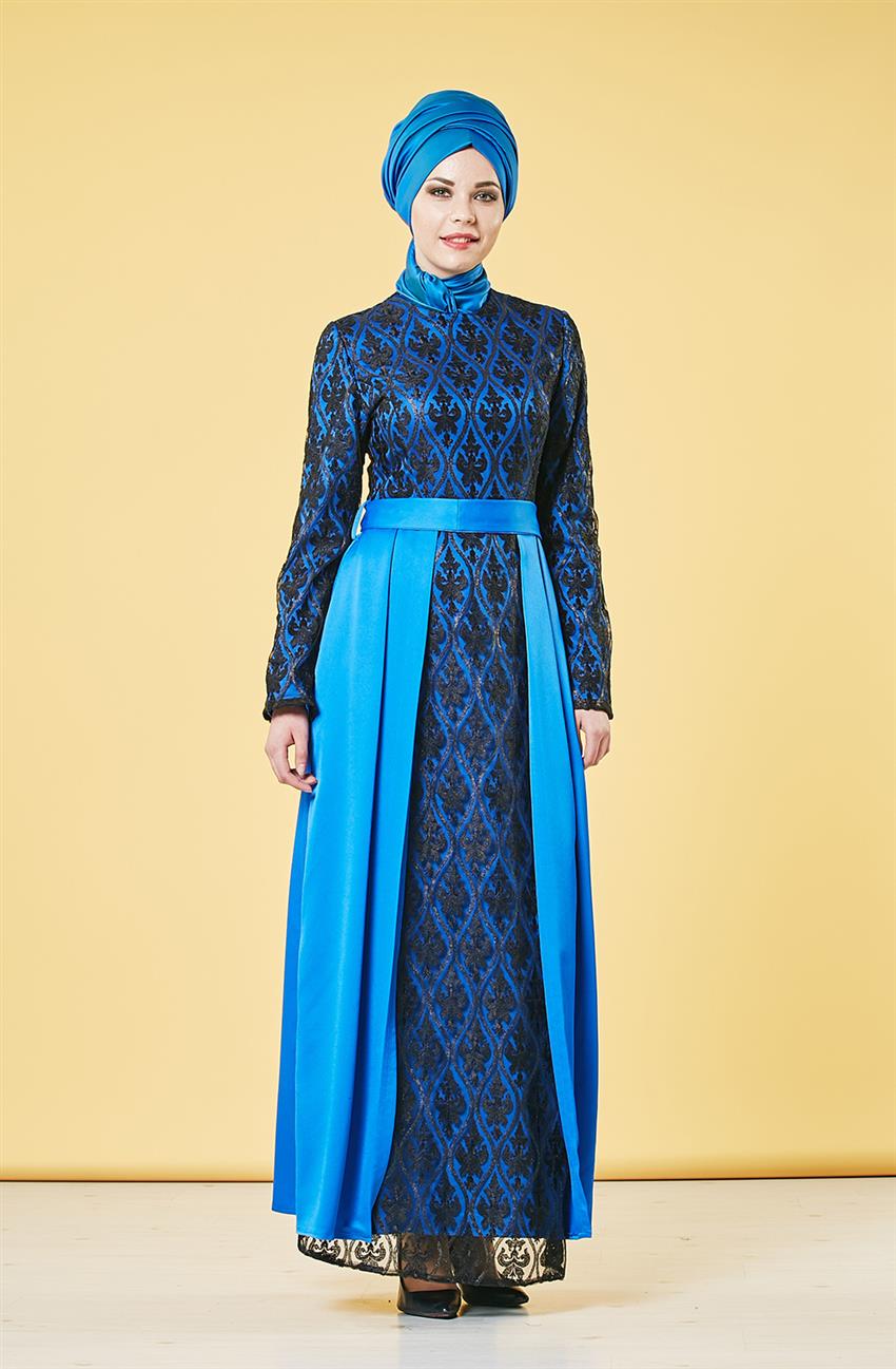 فستان سهرة فستان-أزرق غامق V4202-69