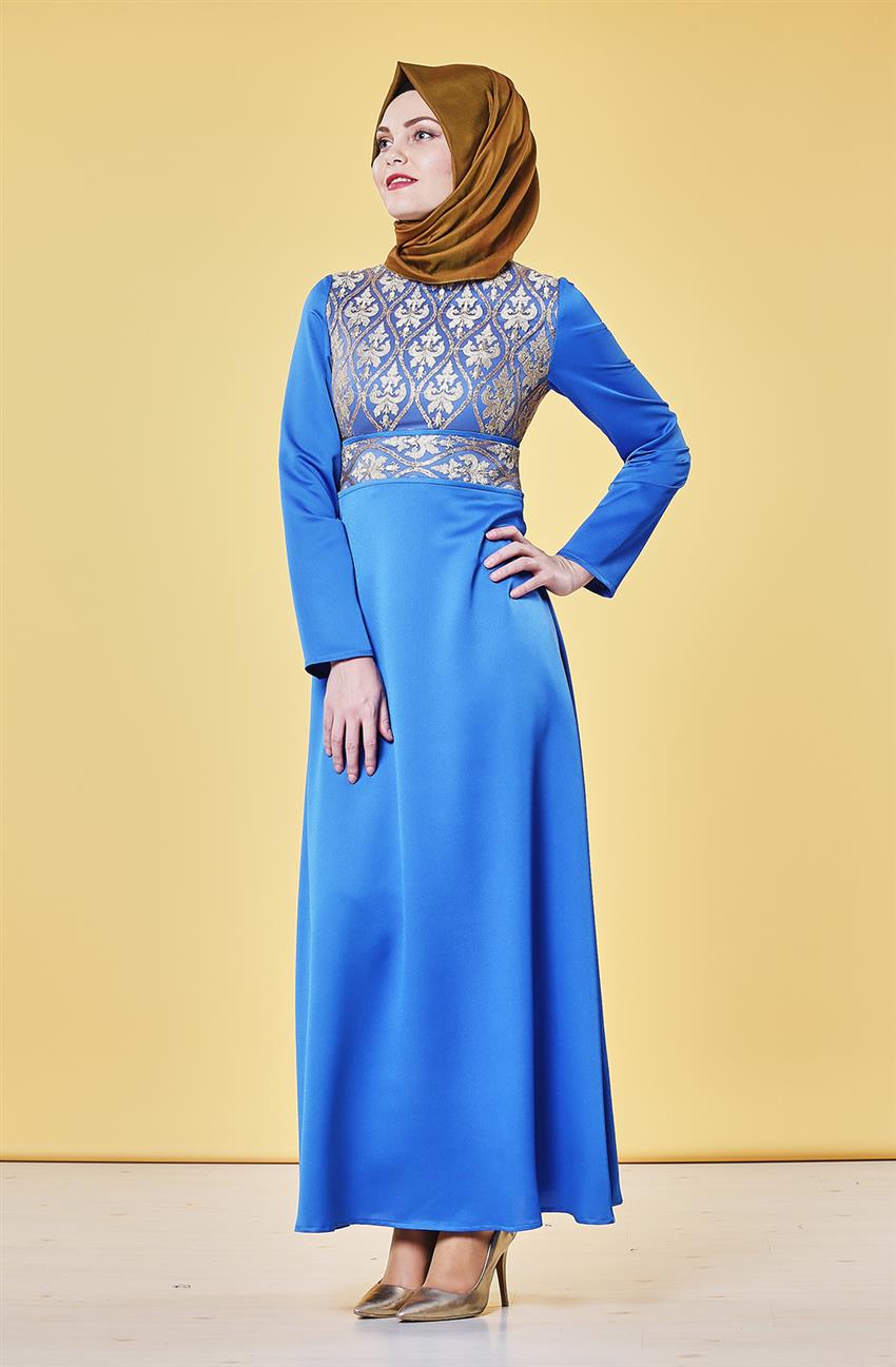 فستان سهرة فستان-أزرق غامق V4222-69