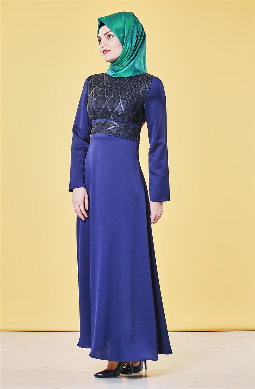 Evening Dress Dress-Navy Blue V4222-08