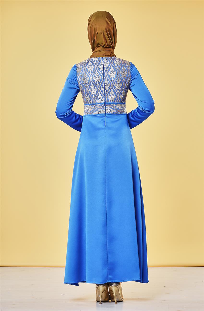 فستان سهرة فستان-أزرق غامق V4222-69