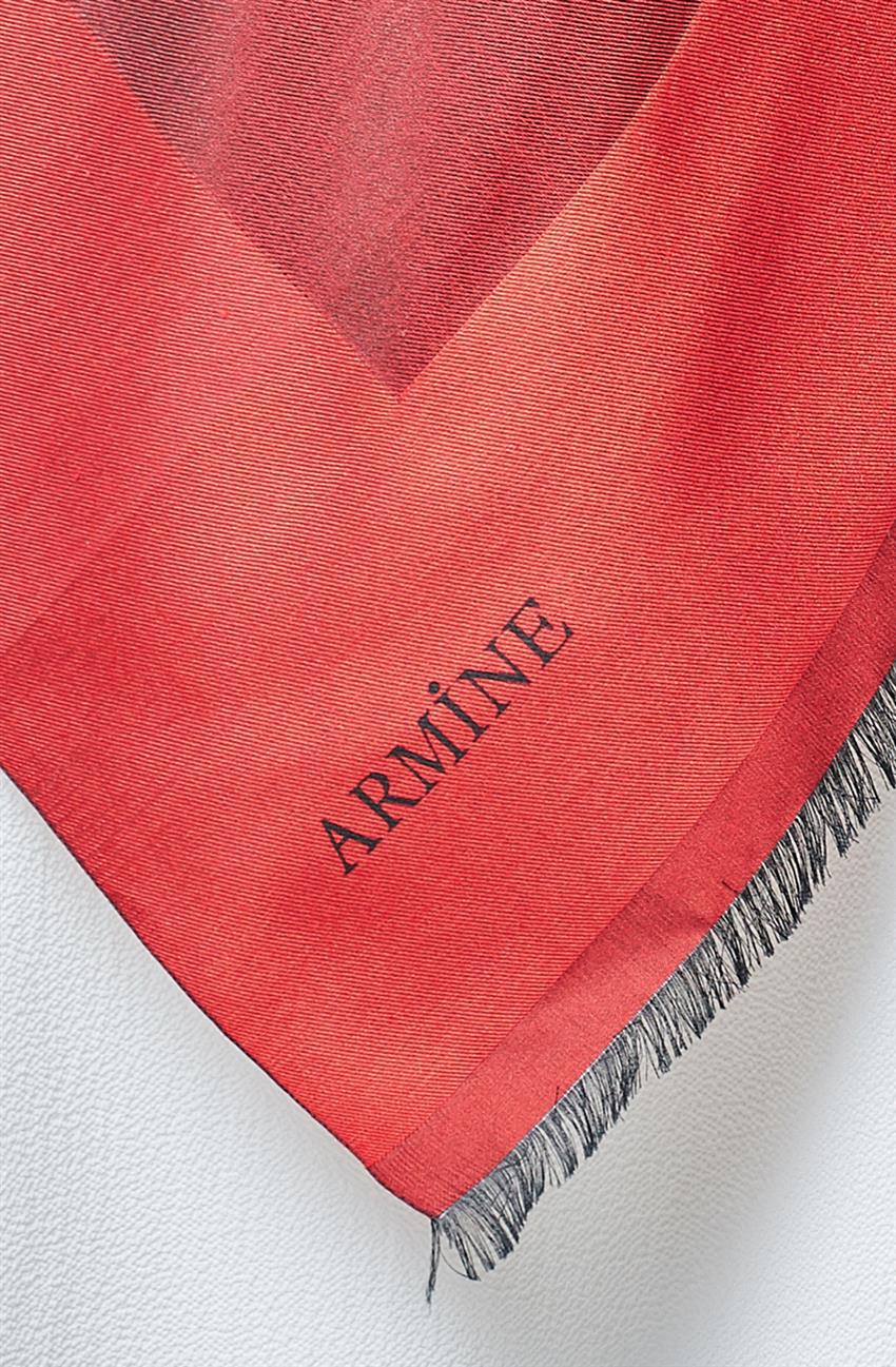 Armine %100 إيشارب-Renk 1240-K12414-أسود أحمر
