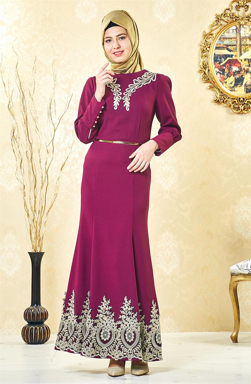 Evening Dress Dress-Purple 3000-45