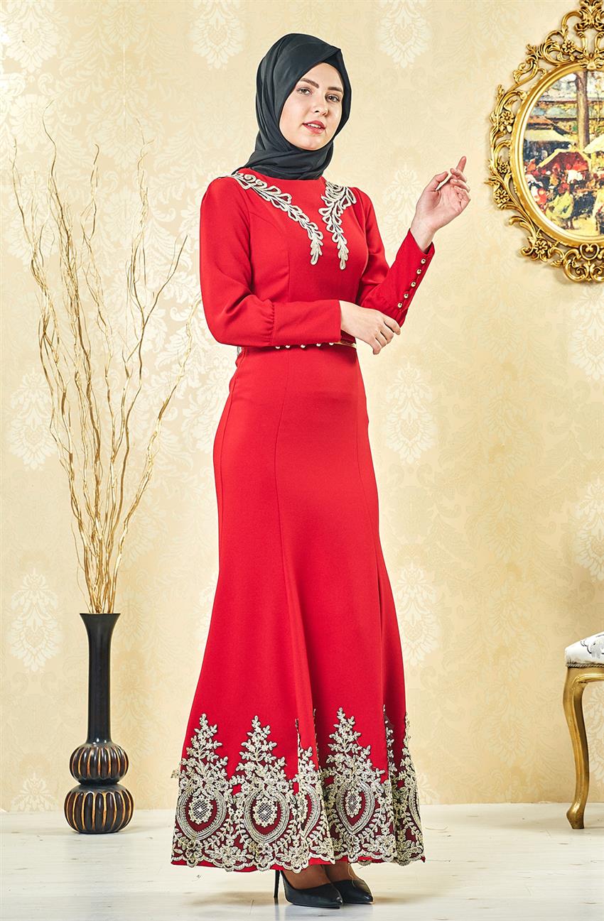Abiye Kırmızı Elbise 3000-34