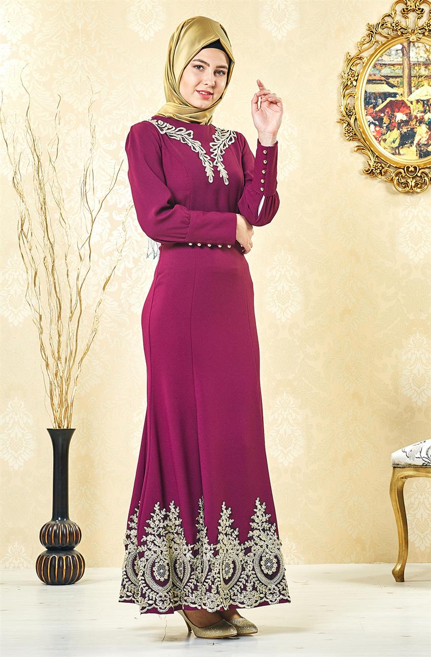 Evening Dress Dress-Purple 3000-45
