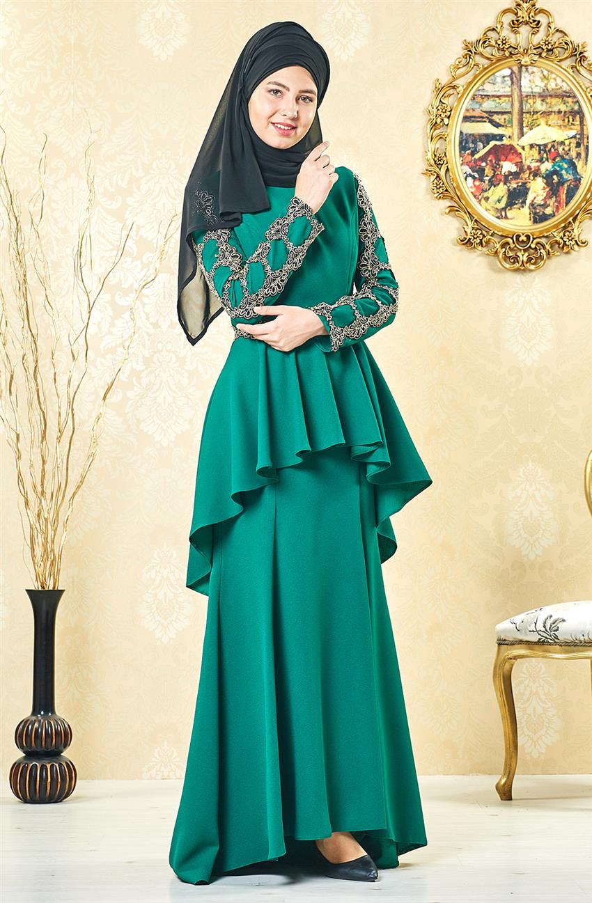 Evening Dress Dress-Green 3004-21