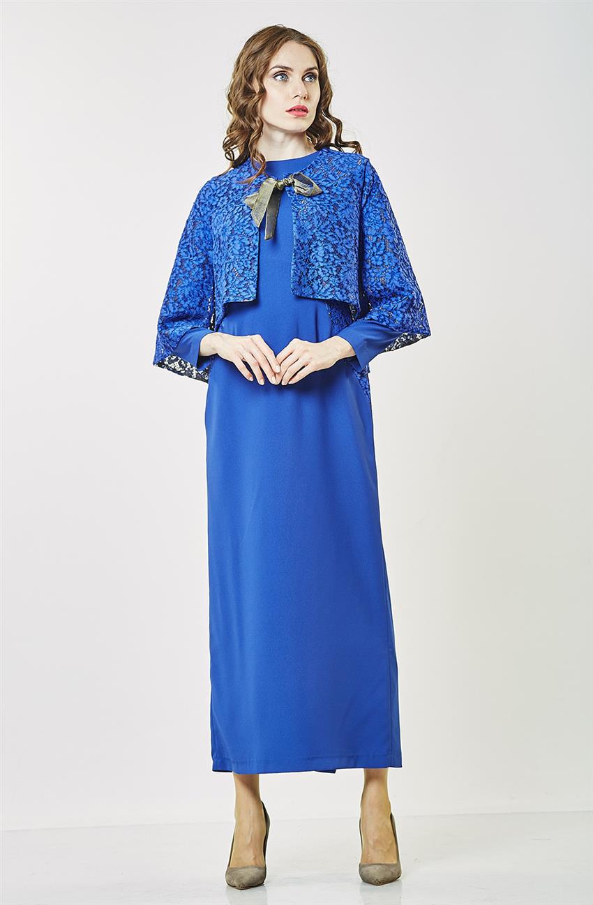 فستان سهرة فستان طقم-أزرق غامق KA-B6-16003-74