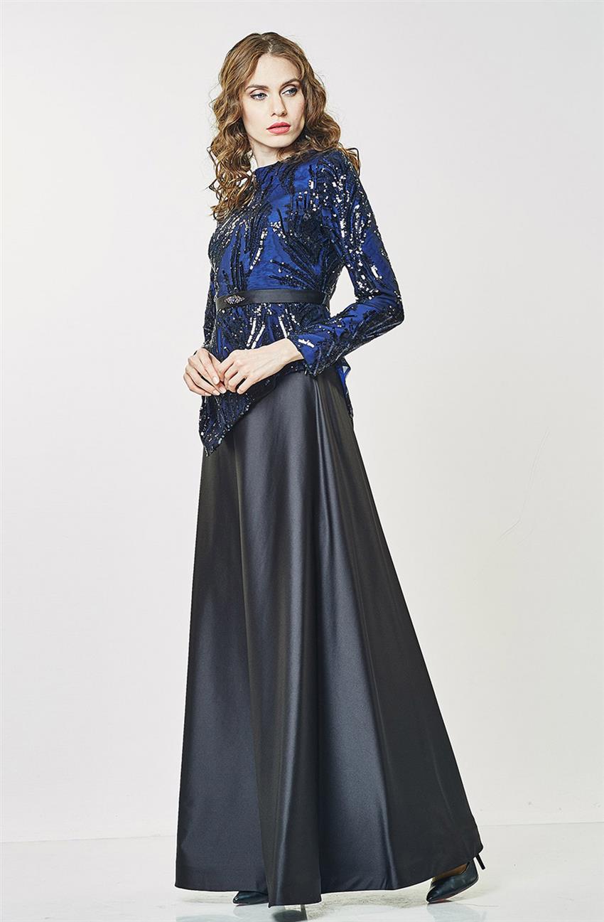 فستان سهرة طقم-أزرق غامق أسود KA-B6-16012-7412