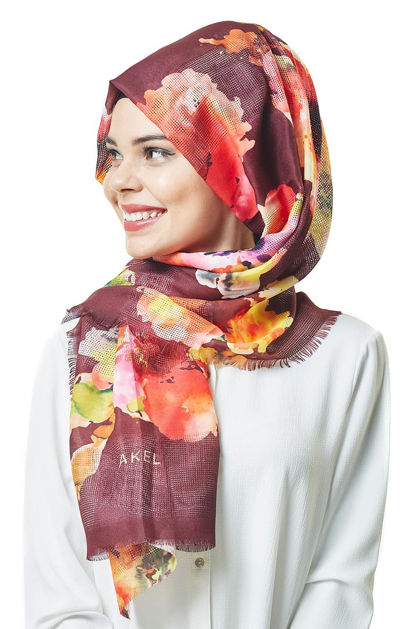 Shawl 001-659-V2A Claret Red-Red