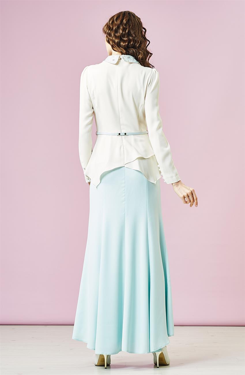 فستان سهرة فستان-أبيض أخضر DO-A4-64025-3554