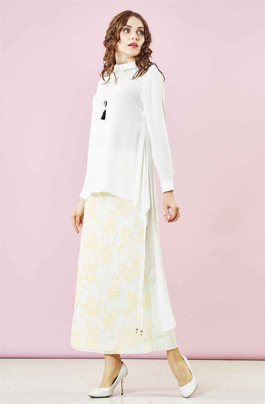 فستان سهرة طقم-أبيض أصفر KA-B6-16007-3503