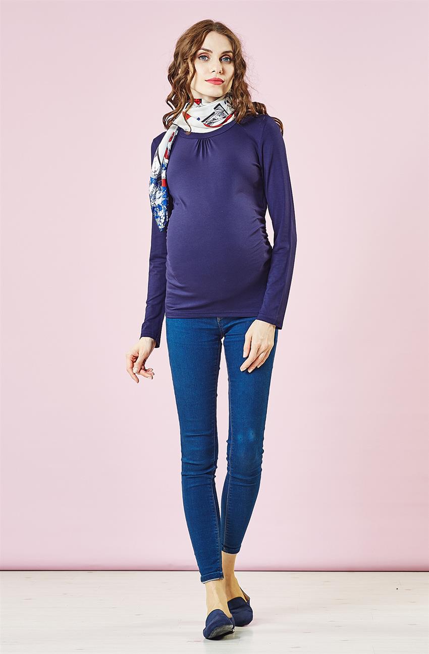 Maternity Blouse-Navy Blue 4515Y17-17