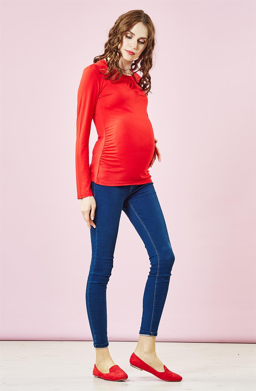 Maternity Blouse-Red 4515Y17-34