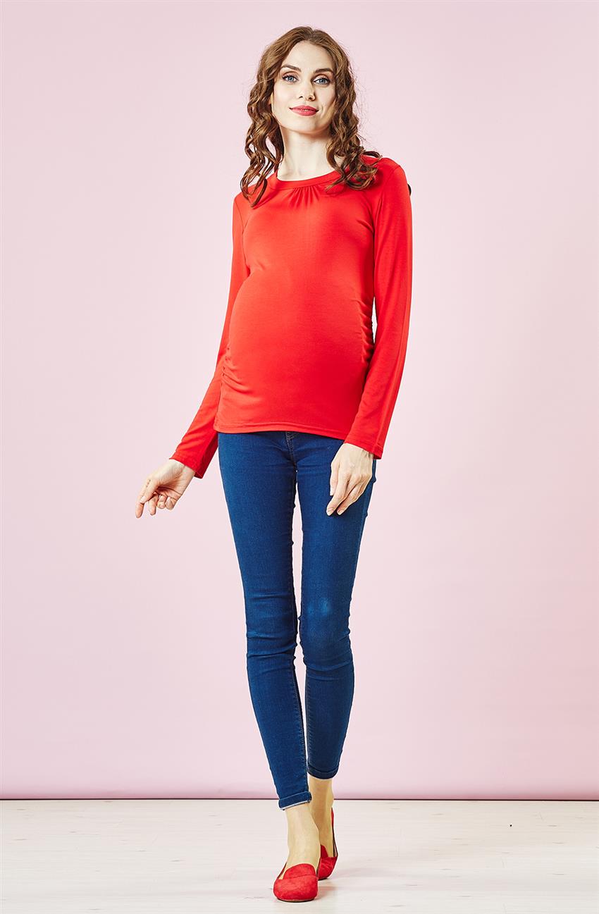 Maternity Blouse-Red 4515Y17-34