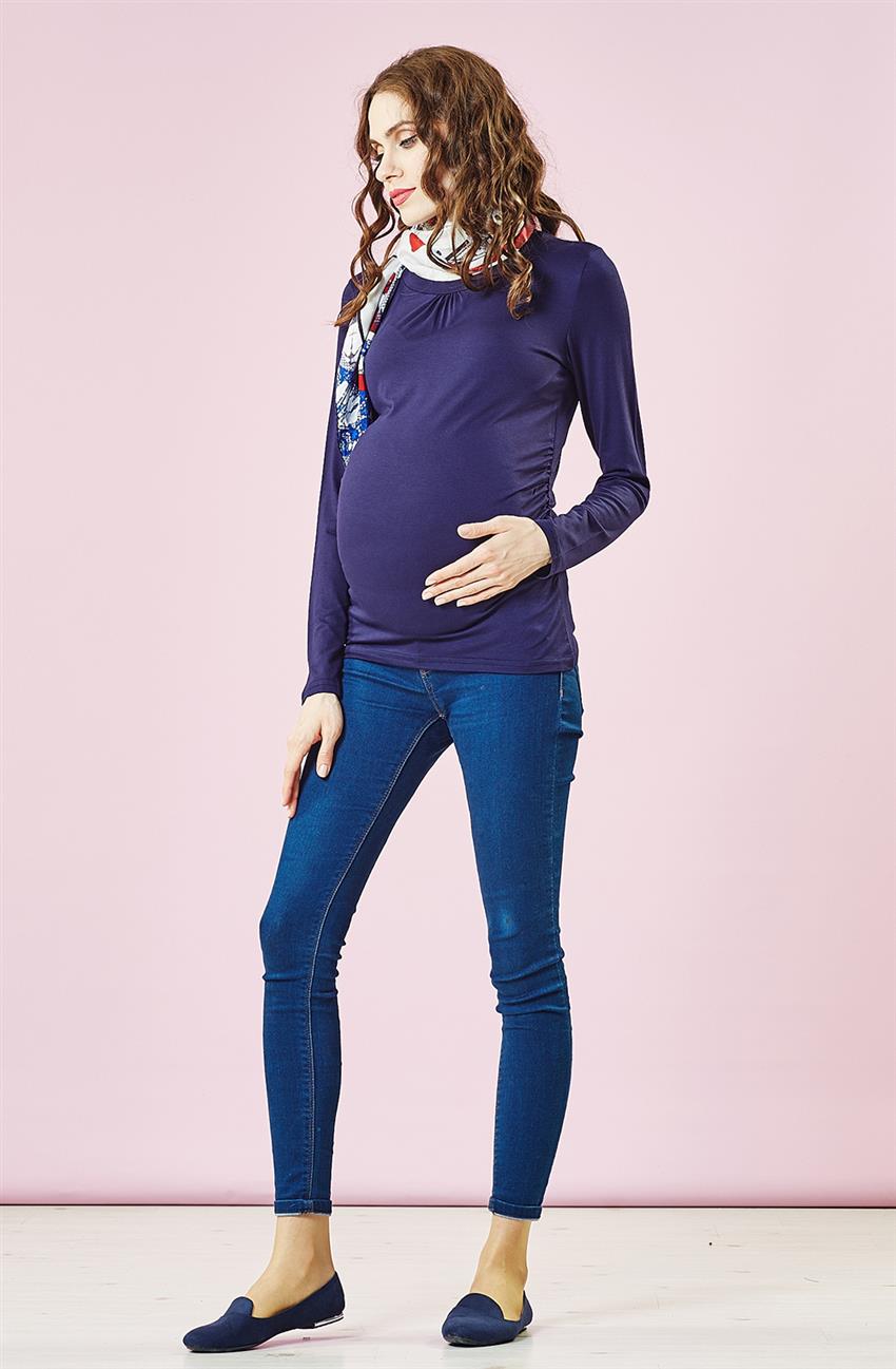 Maternity Blouse-Navy Blue 4515Y17-17