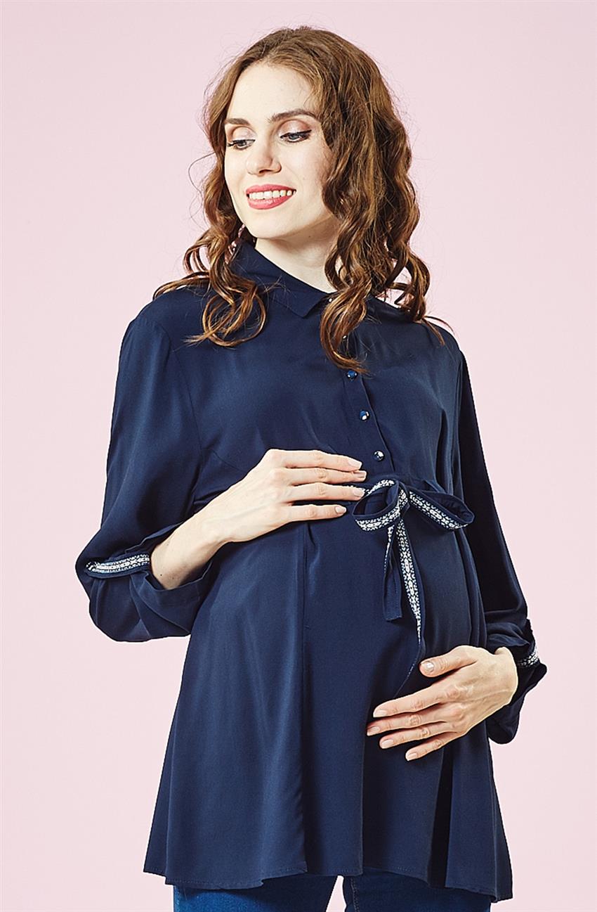 Maternity Blouse-Navy Blue 41417Y17-17
