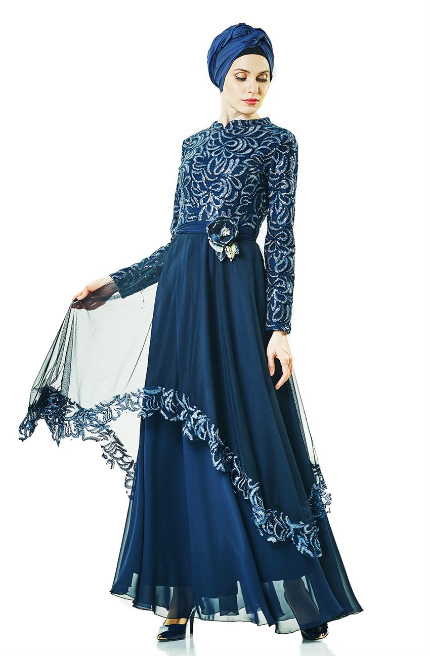Evening Dress Dress-Navy Blue 2664-17