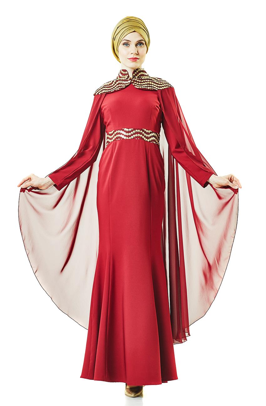 Abiye Kırmızı Elbise 6361-34