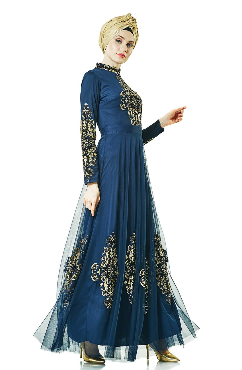 Evening Dress Dress-Navy Blue 6387-17