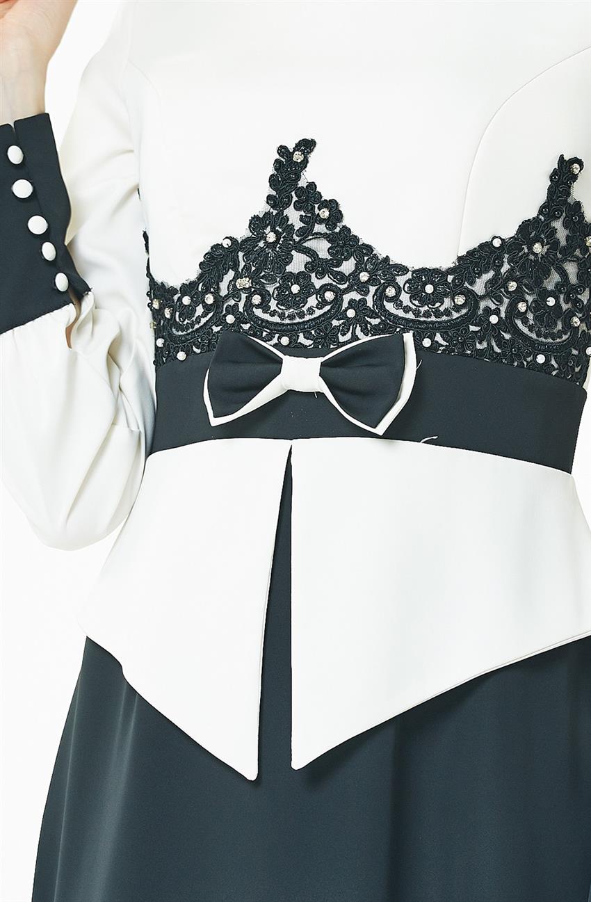 فستان سهرة فستان-أسود أبيض ar-2044-0152