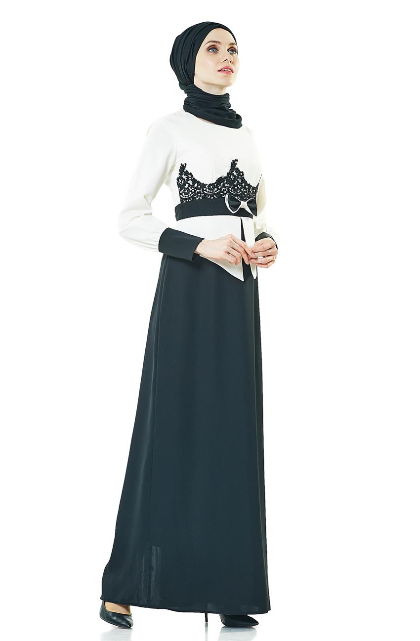 Evening Dress Dress-Black Ecru 2044-0152
