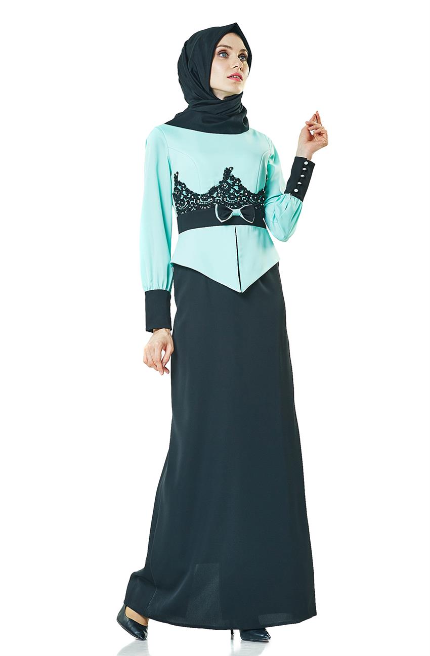 فستان سهرة فستان-أسود أخضر ar-2044-0169