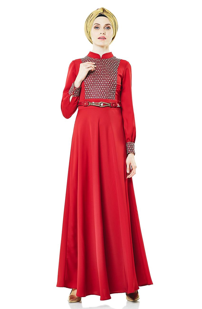 Evening Dress Dress-Claret Red 2113-67