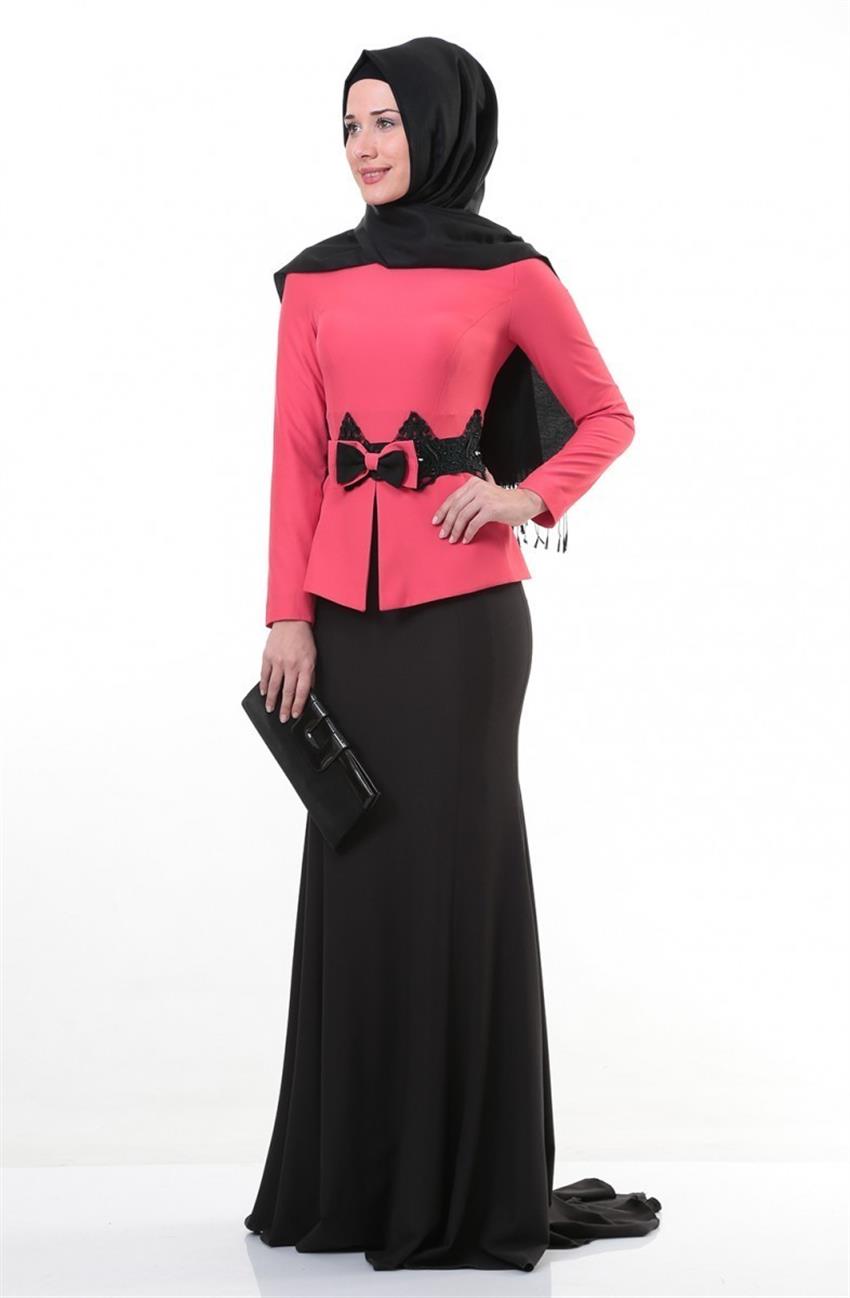 Siyah Elbise Mercan 1502-7101