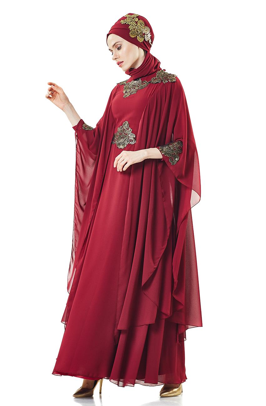 Evening Dress Dress-Claret Red 3014-67