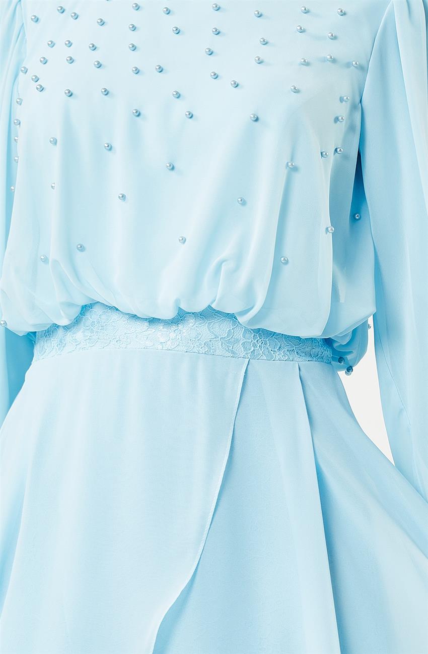 İnci Detaylı Abiye Mavi Elbise DS1011-70