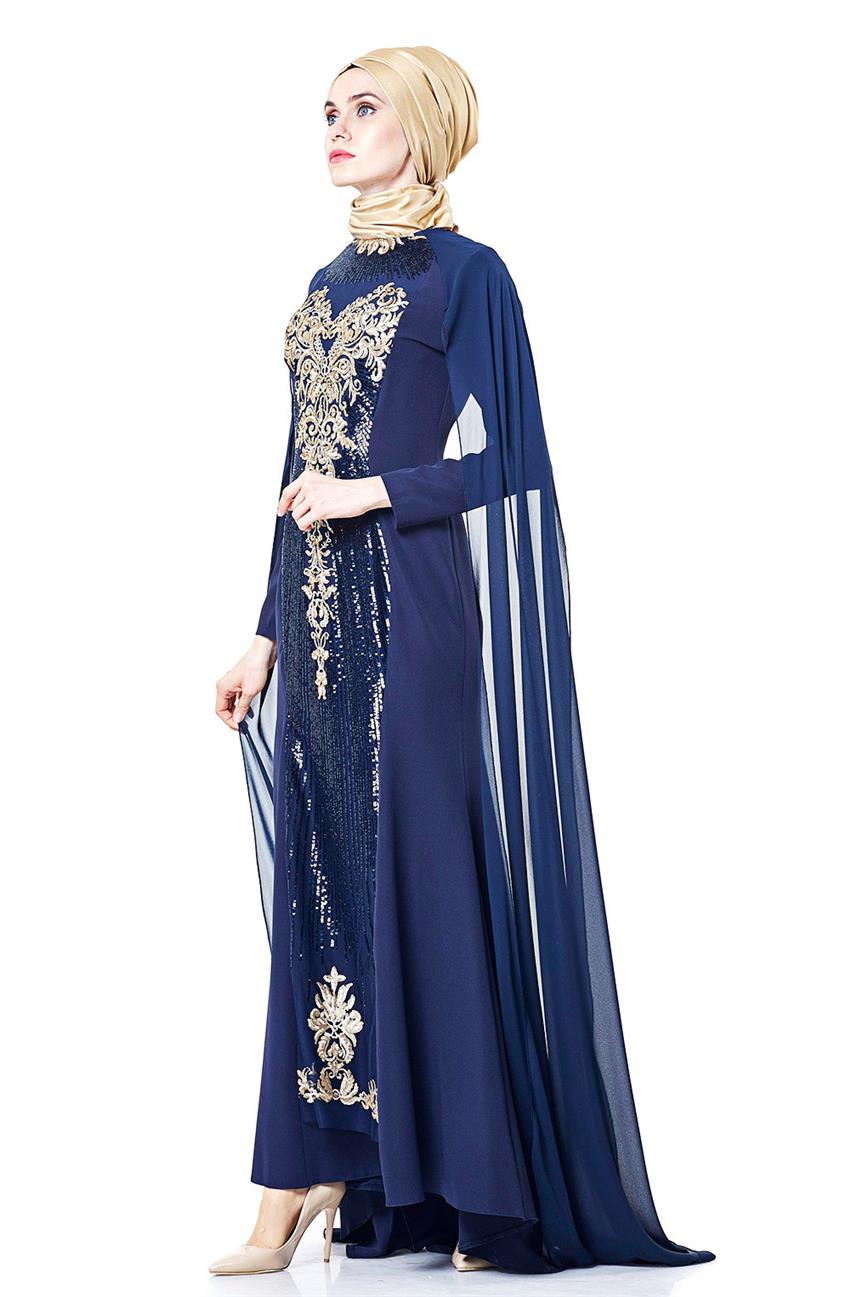 Evening Dress Dress-Navy Blue 1861-17