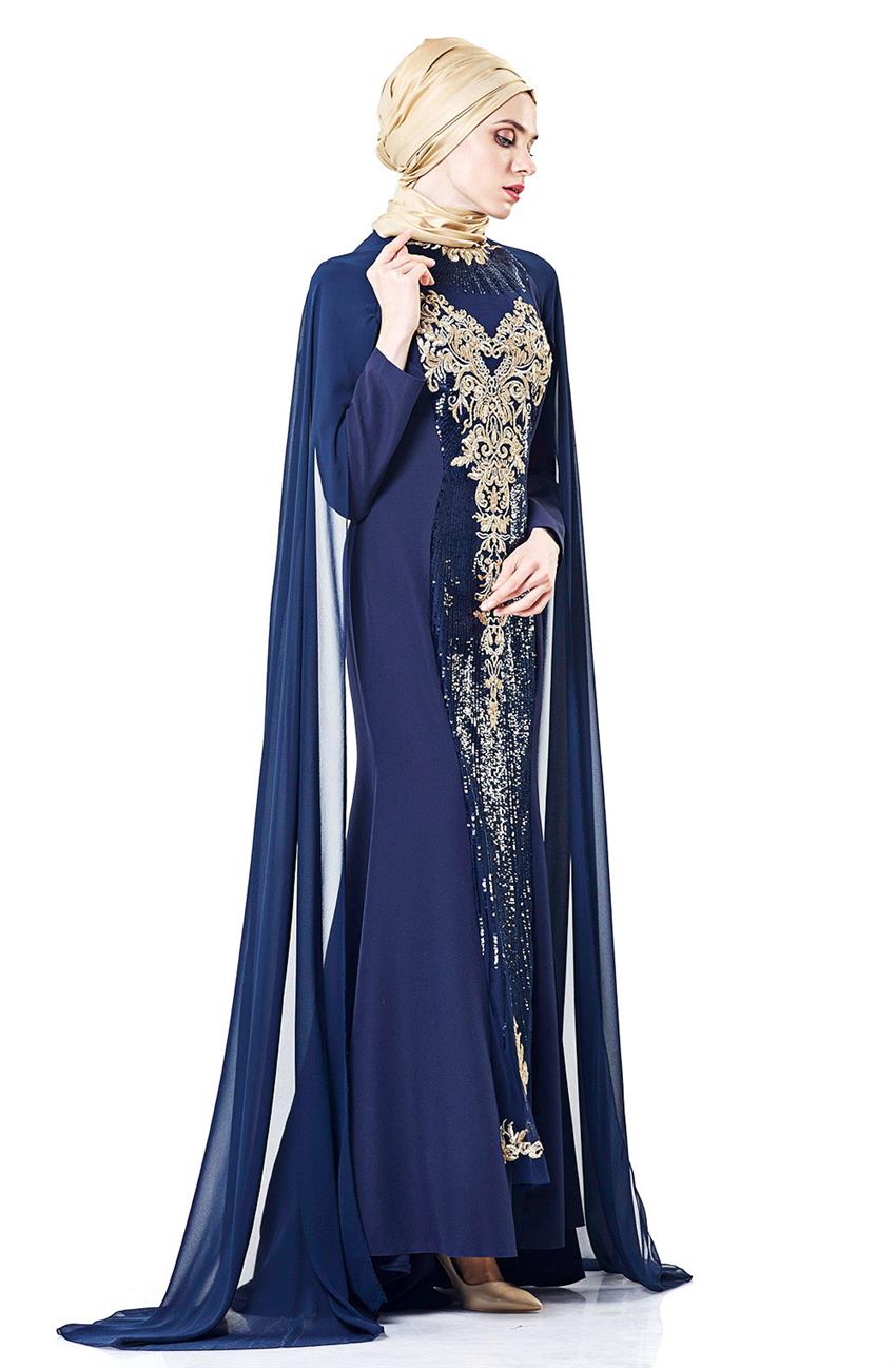 Evening Dress Dress-Navy Blue 1861-17