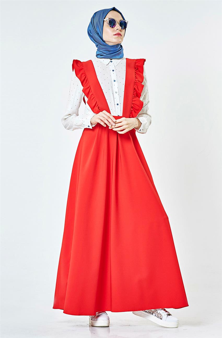 Askılı Jile Kırmızı Elbise 1805-34