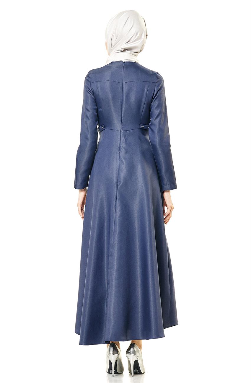 Taş Detaylı Abiye Lacivert Elbise Z1256-08